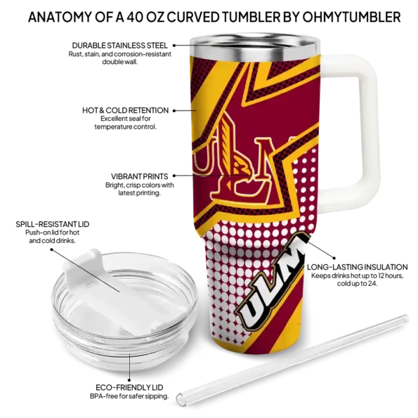 customized louisiana monroe warhawks arrow burst red curved tumbler new arrival.webp