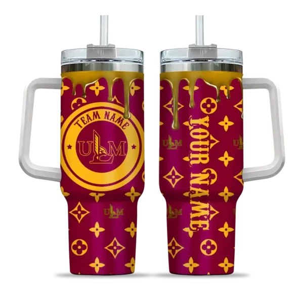 customized louisiana monroe warhawks bullseye drips red curved tumbler best selling.webp