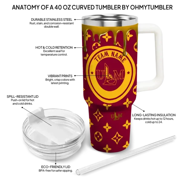 customized louisiana monroe warhawks bullseye drips red curved tumbler new arrival.webp