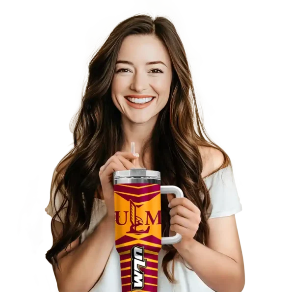 customized louisiana monroe warhawks chevron layers red curved tumbler premium grade.webp