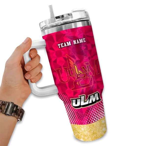 customized louisiana monroe warhawks geometric prism red curved tumbler fashion forward.webp