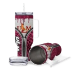 customized louisiana monroe warhawks leopard zipper red curved tumbler best selling.webp