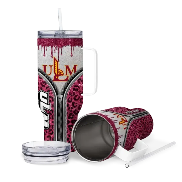 customized louisiana monroe warhawks leopard zipper red curved tumbler high quality.webp