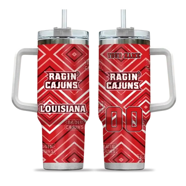 customized louisiana ragin cajuns bold diamonds red curved tumbler best selling.webp