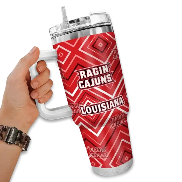 customized louisiana ragin cajuns bold diamonds red curved tumbler fashion forward.webp