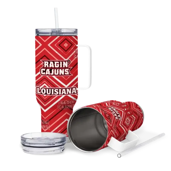 customized louisiana ragin cajuns bold diamonds red curved tumbler high quality.webp