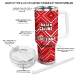 customized louisiana ragin cajuns bold diamonds red curved tumbler best selling.webp