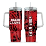customized louisiana ragin cajuns burst swirl red curved tumbler best selling.webp