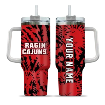 customized louisiana ragin cajuns burst swirl red curved tumbler best selling.webp