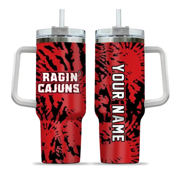 customized louisiana ragin cajuns burst swirl red curved tumbler best selling.webp