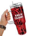 customized louisiana ragin cajuns burst swirl red curved tumbler best selling.webp