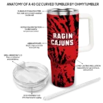 customized louisiana ragin cajuns burst swirl red curved tumbler best selling.webp