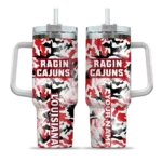customized louisiana ragin cajuns camo mashup red white curved tumbler best selling.webp