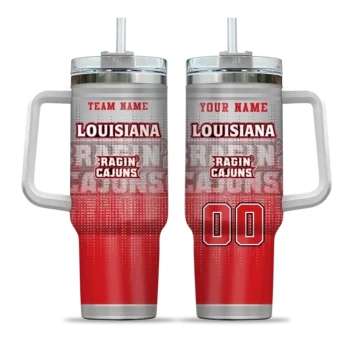 customized louisiana ragin cajuns gradient dots red curved tumbler best selling.webp