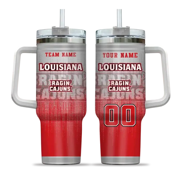customized louisiana ragin cajuns gradient dots red curved tumbler best selling.webp