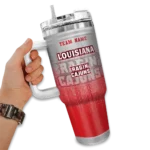 customized louisiana ragin cajuns gradient dots red curved tumbler best selling.webp