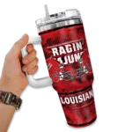 customized louisiana ragin cajuns honey streaks red curved tumbler best selling.webp