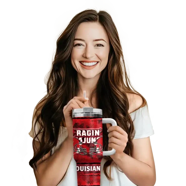 customized louisiana ragin cajuns honey streaks red curved tumbler premium grade.webp