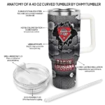customized louisiana ragin cajuns superman shield red gray curved tumbler best selling.webp