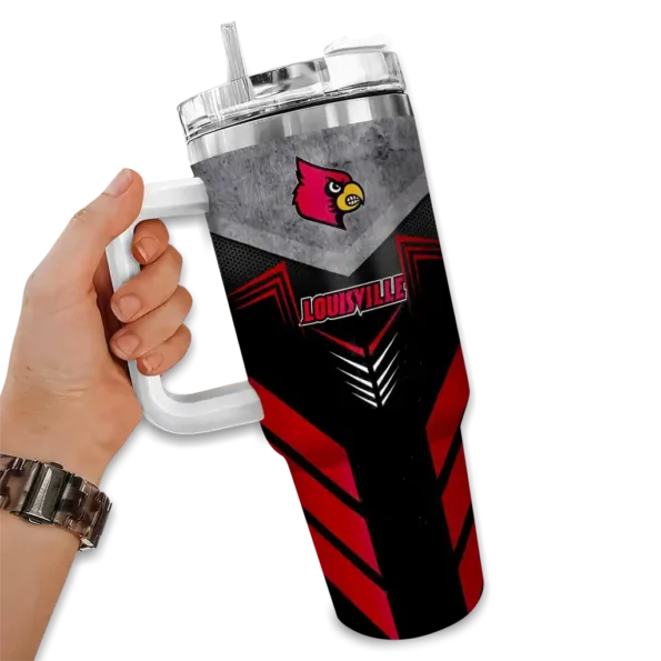 customized louisville cardinals arrow armor red black curved tumbler fashion forward.webp