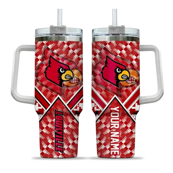customized louisville cardinals chevron angle red curved tumbler best selling.webp