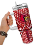 customized louisville cardinals chevron angle red curved tumbler best selling.webp