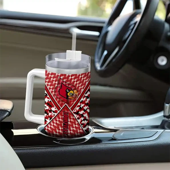 customized louisville cardinals chevron angle red curved tumbler trendy.webp