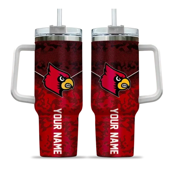 customized louisville cardinals chevron stripe red curved tumbler best selling.webp