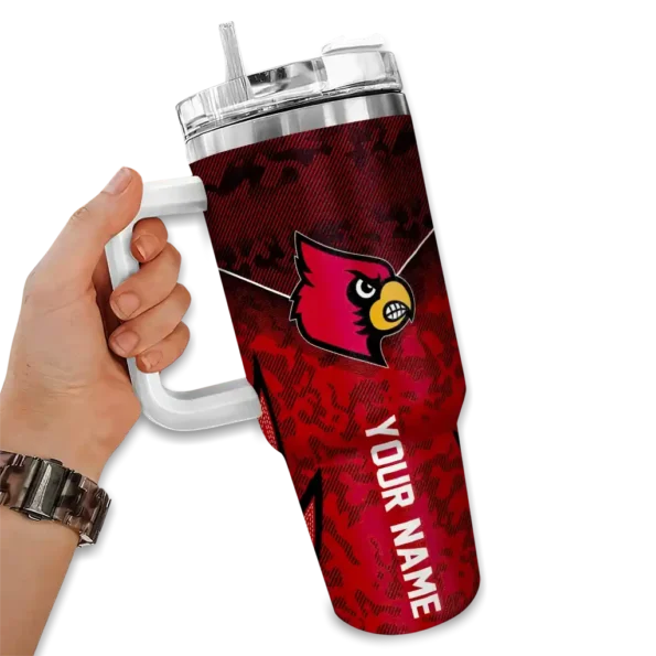 customized louisville cardinals chevron stripe red curved tumbler fashion forward.webp