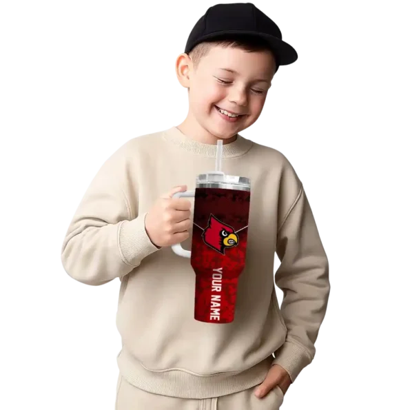 customized louisville cardinals chevron stripe red curved tumbler latest model.webp