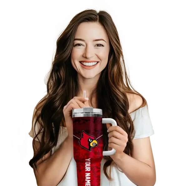 customized louisville cardinals chevron stripe red curved tumbler premium grade.webp