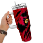 customized louisville cardinals claw cut red black curved tumbler best selling.webp