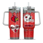 customized louisville cardinals heart helmet motif red curved tumbler best selling.webp