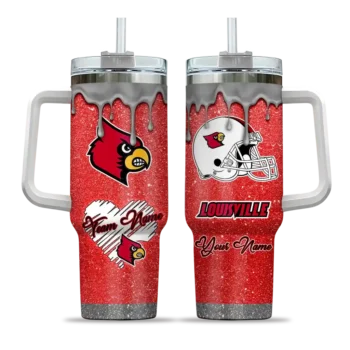 customized louisville cardinals heart helmet motif red curved tumbler best selling.webp