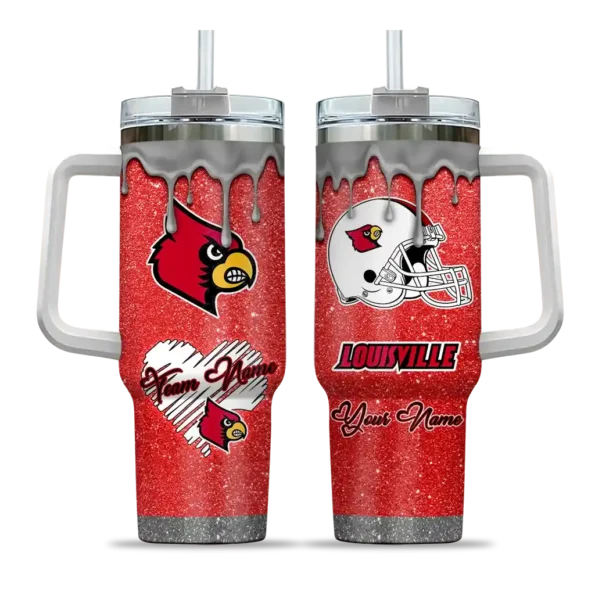 customized louisville cardinals heart helmet motif red curved tumbler best selling.webp