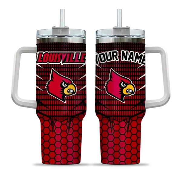 customized louisville cardinals hex texture red curved tumbler best selling.webp