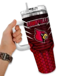 customized louisville cardinals hex texture red curved tumbler best selling.webp