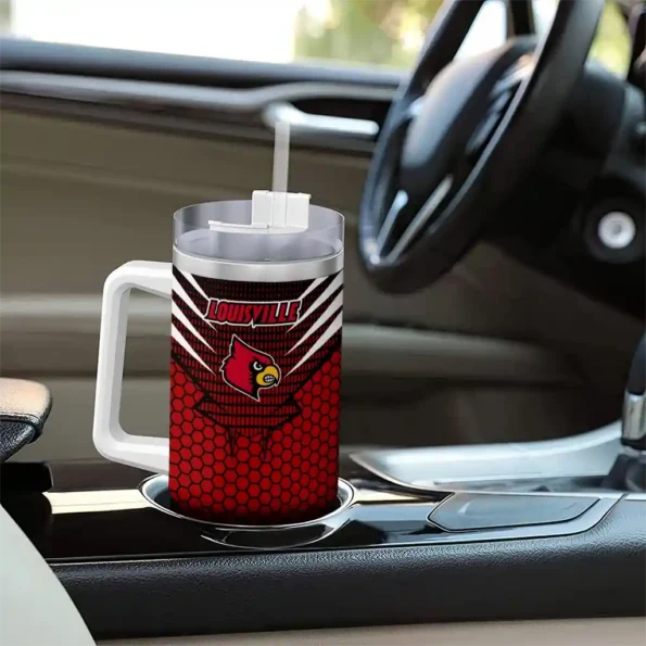 customized louisville cardinals hex texture red curved tumbler trendy.webp