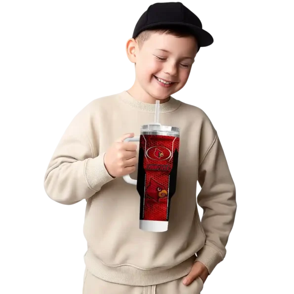 customized louisville cardinals hexagon armor red curved tumbler latest model.webp