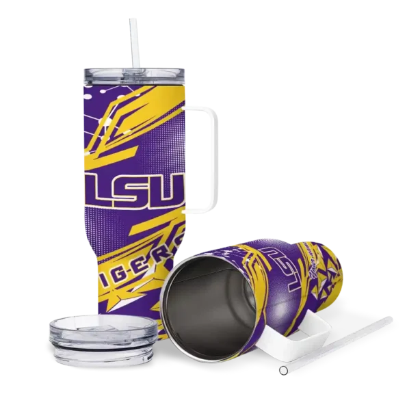 customized lsu tigers abstract paths purple curved tumbler high quality.webp