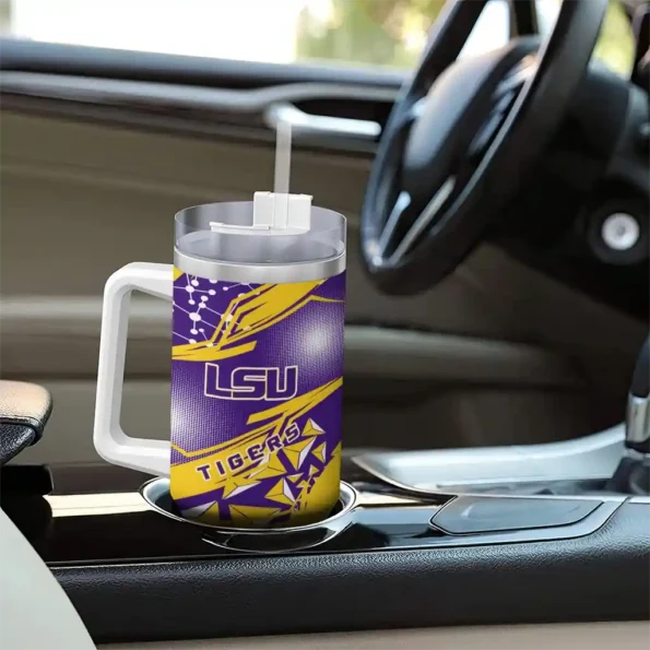 customized lsu tigers abstract paths purple curved tumbler trendy.webp