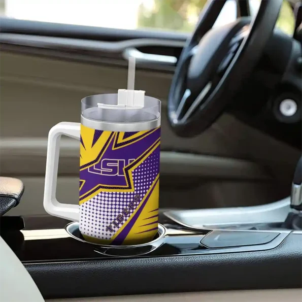 customized lsu tigers arrow burst purple curved tumbler trendy.webp