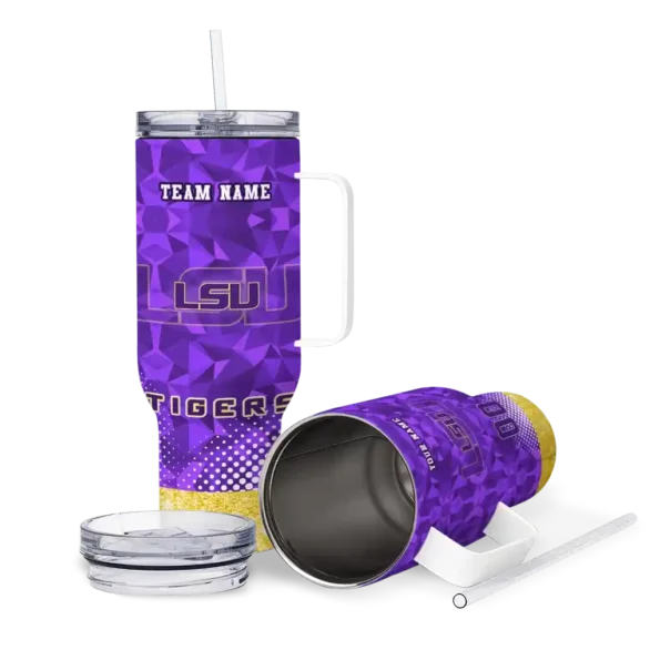 customized lsu tigers geometric prism purple curved tumbler high quality.webp