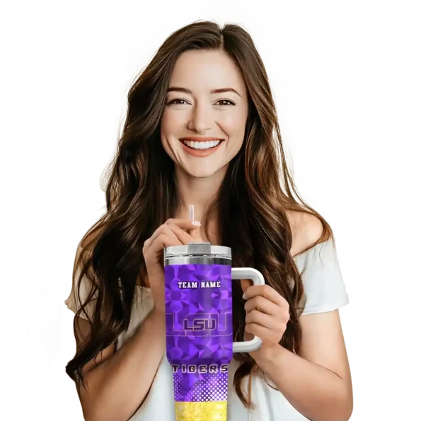 customized lsu tigers geometric prism purple curved tumbler premium grade.webp