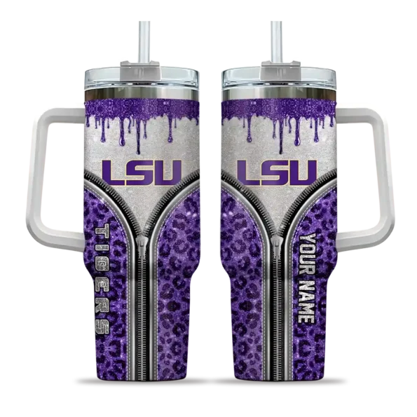 customized lsu tigers leopard zipper purple curved tumbler best selling.webp