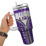 customized lsu tigers leopard zipper purple curved tumbler best selling.webp