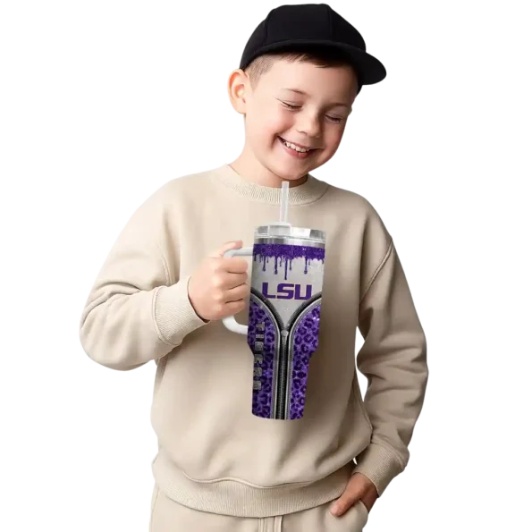 customized lsu tigers leopard zipper purple curved tumbler latest model.webp