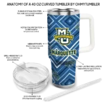 customized marquette golden eagles bold diamonds blue curved tumbler best selling.webp