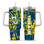 customized marquette golden eagles burst swirl blue curved tumbler best selling.webp