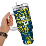 customized marquette golden eagles burst swirl blue curved tumbler best selling.webp